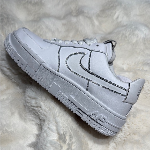 New Nike White Sneakers with Rhinestones Custom - Picture 5 of 11